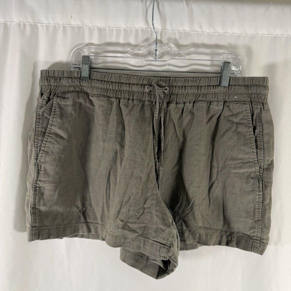 GAP Linen Blend Shorts Women's XL Green Pockets Elastic Waist Pull On Drawstring